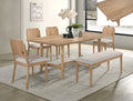2136T-6PC 6 pc Arden natural finish wood dining table set with bench