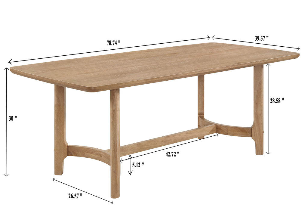 2136T-6PC 6 pc Arden natural finish wood dining table set with bench