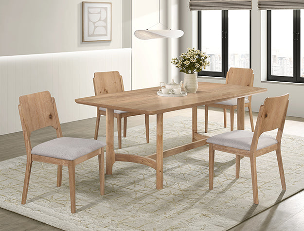 Arden 5-Piece Natural Wood Dining Table Set with Bench – 2136T-5PC