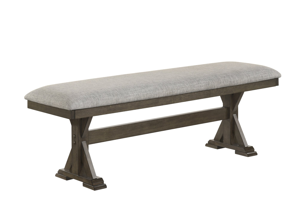 2137T-6PC 6 pc Lloyd grey finish wood dining table set trestle base with bench