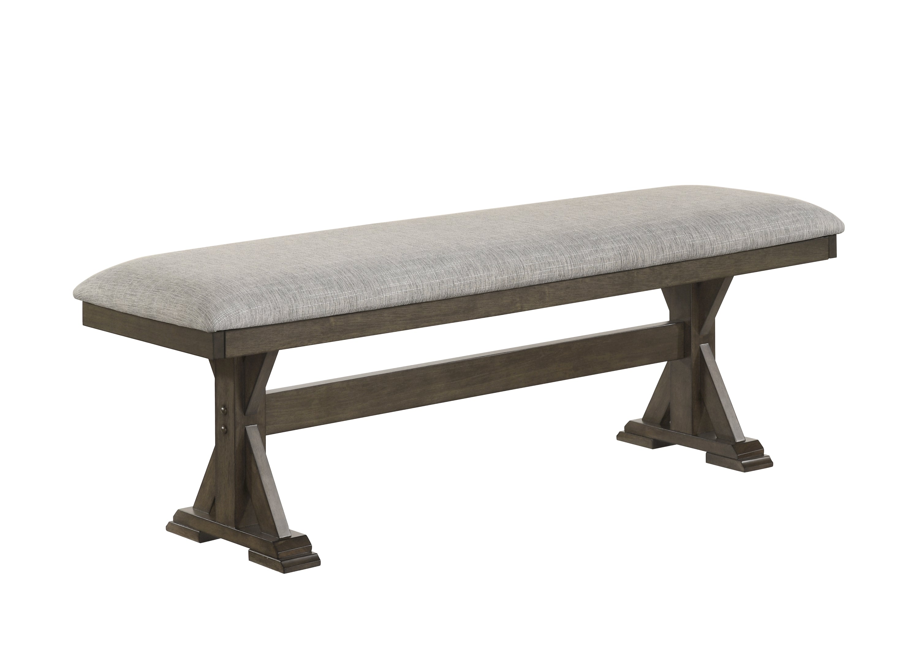 2137T-6PC 6 pc Lloyd grey finish wood dining table set trestle base with bench