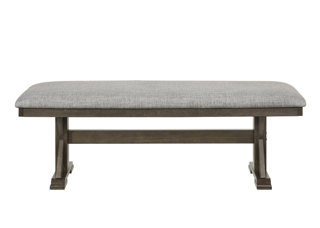 2137T-6PC 6 pc Lloyd grey finish wood dining table set trestle base with bench