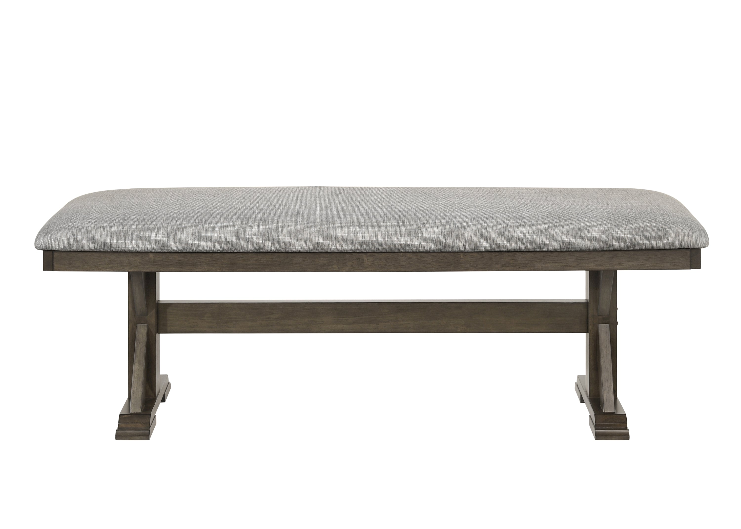 2137T-6PC 6 pc Lloyd grey finish wood dining table set trestle base with bench