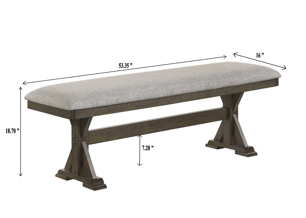 2137T-6PC 6 pc Lloyd grey finish wood dining table set trestle base with bench