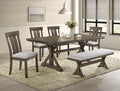 2137T-6PC 6 pc Lloyd grey finish wood dining table set trestle base with bench