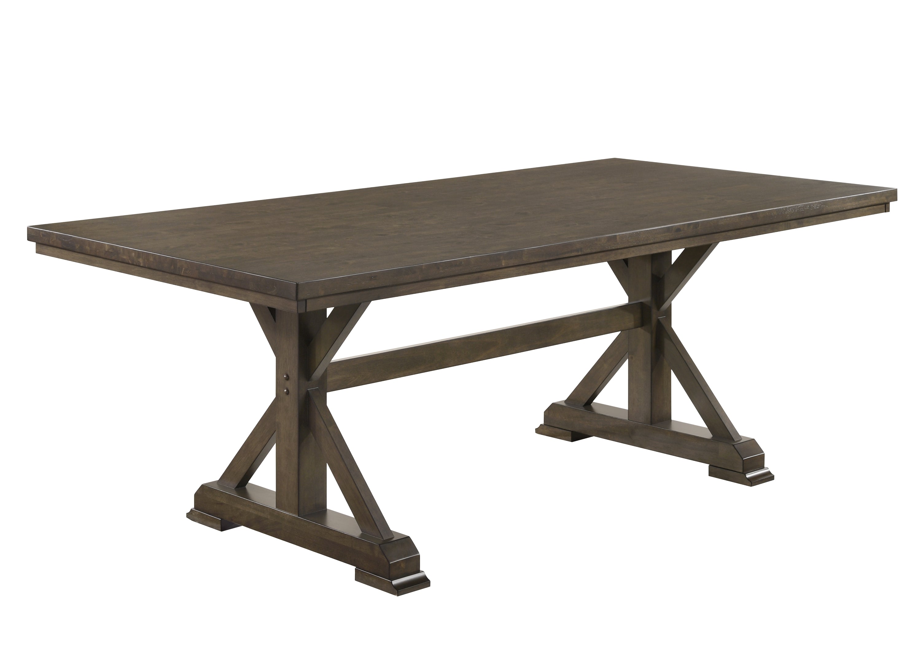 2137T-6PC 6 pc Lloyd grey finish wood dining table set trestle base with bench