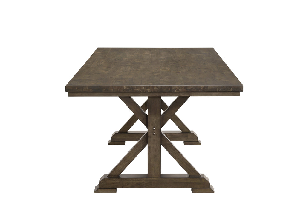 2137T-6PC 6 pc Lloyd grey finish wood dining table set trestle base with bench