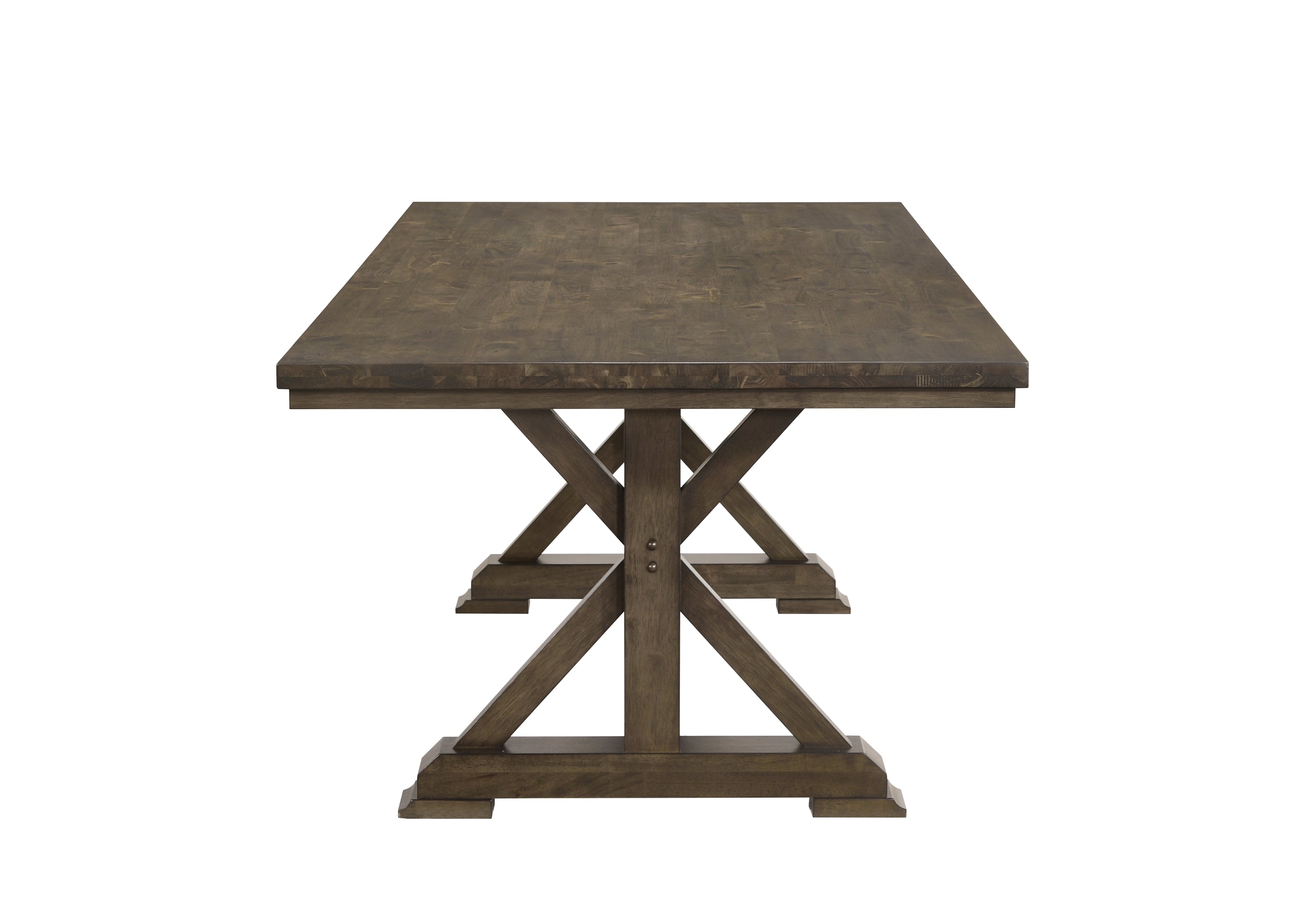 2137T-6PC 6 pc Lloyd grey finish wood dining table set trestle base with bench
