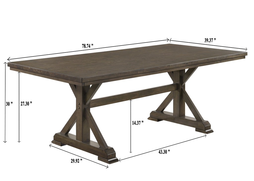 2137T-6PC 6 pc Lloyd grey finish wood dining table set trestle base with bench