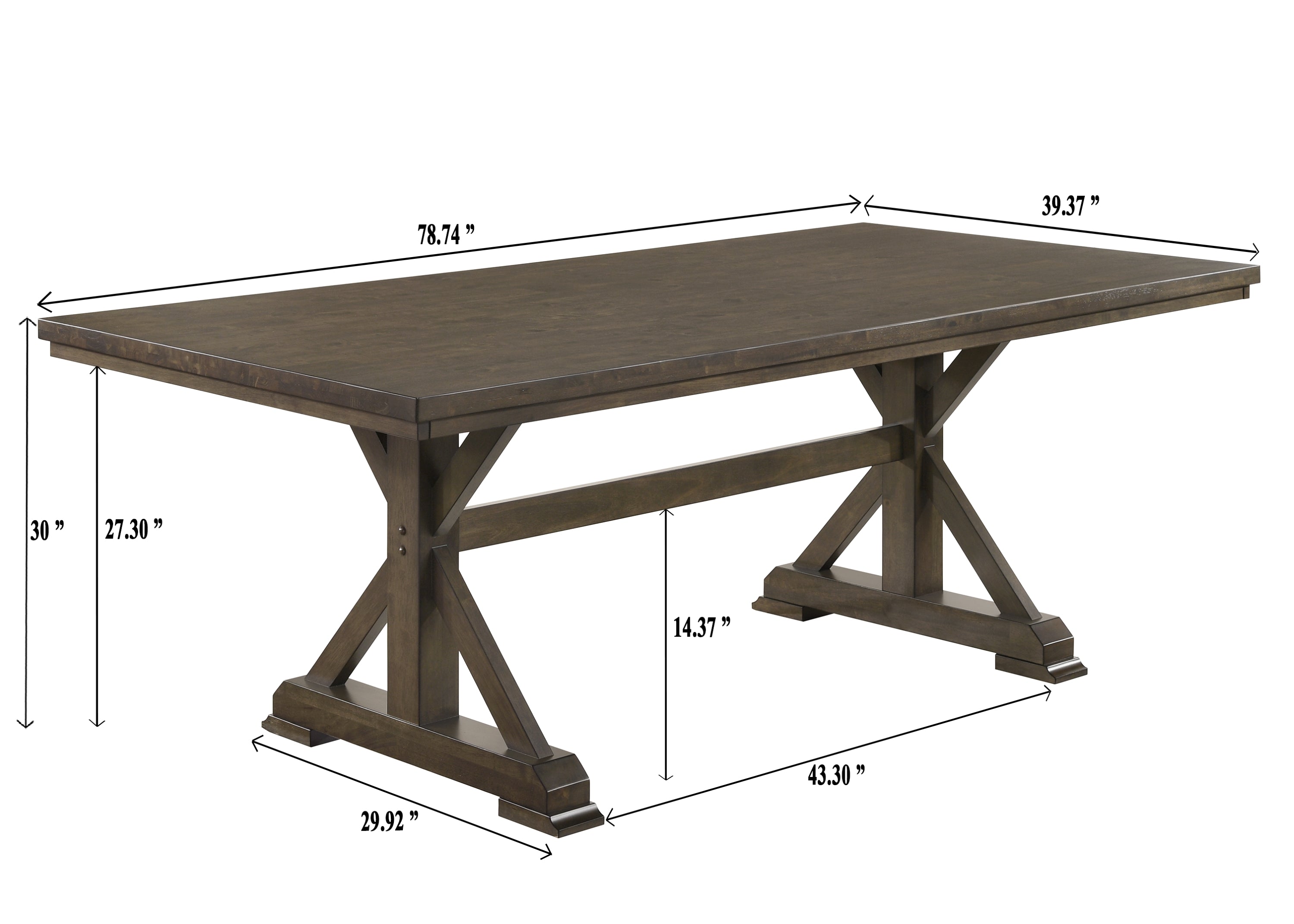 2137T-6PC 6 pc Lloyd grey finish wood dining table set trestle base with bench
