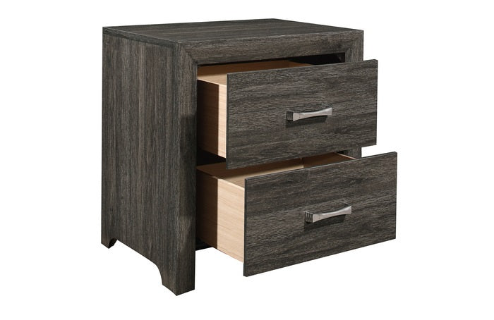 Homelegance 2145NP-4PC 4 pc Edina dark grey finish wood faux leather tufted headboard queen bedroom set