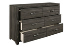 Homelegance 2145NP-4PC 4 pc Edina dark grey finish wood faux leather tufted headboard queen bedroom set