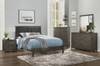Homelegance 2145NP-4PC 4 pc Edina dark grey finish wood faux leather tufted headboard queen bedroom set