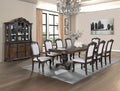 Crown mark 2149T 7 pc Wila arlo interiors Kiera grey finish wood formal dining table set with carved accents