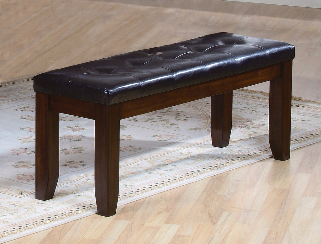 2152T-4282-6PC 6 pc bardstown dark wood finish dining table set with vinyl upholstered chairs and bench