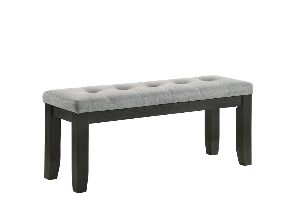 2152T-WC  6 pc bardstown wheat and charcoal wood finish dining table set with fabric chairs and bench