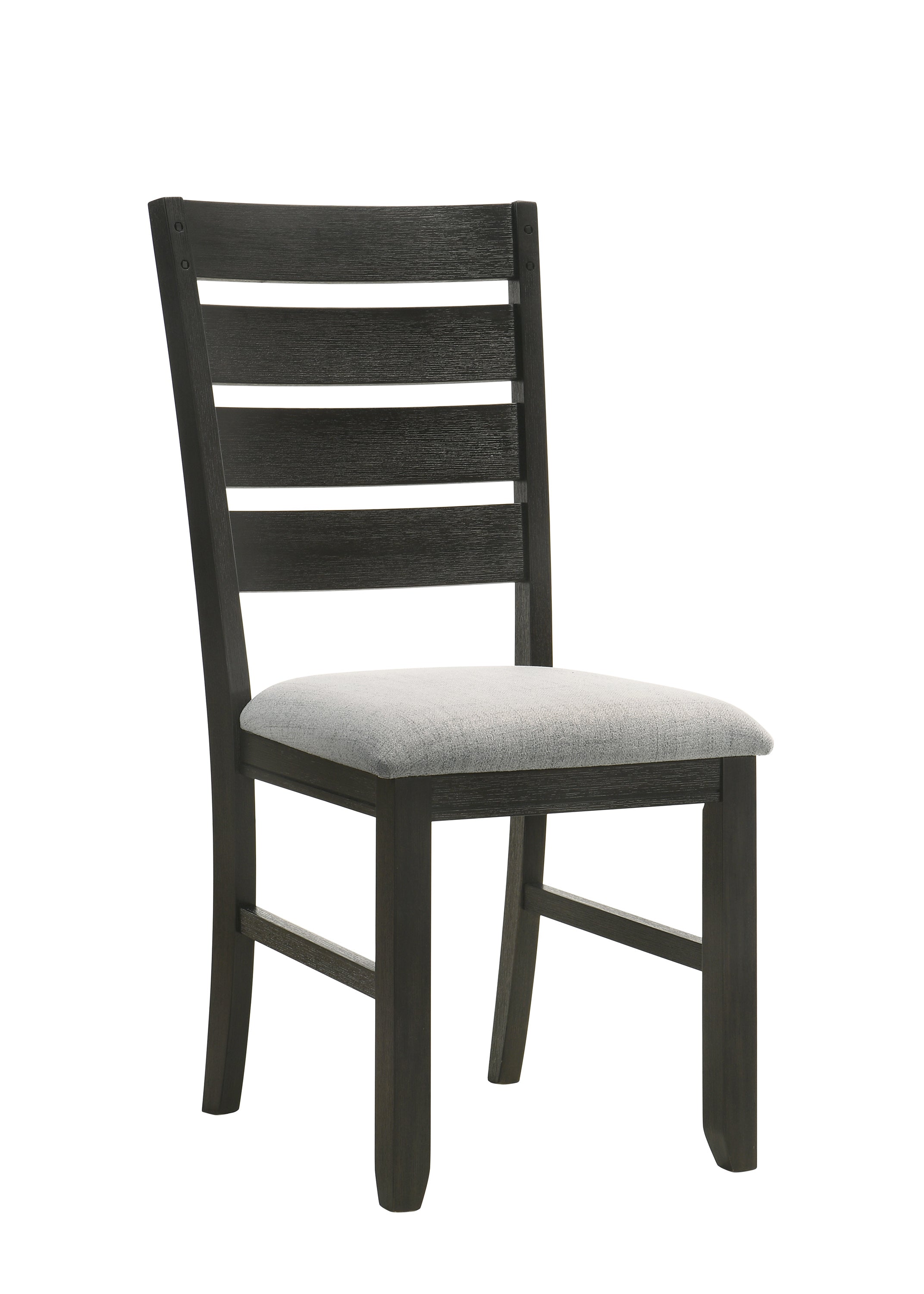 2152T-WC  6 pc bardstown wheat and charcoal wood finish dining table set with fabric chairs and bench