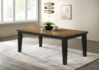 2152T-WC  6 pc bardstown wheat and charcoal wood finish dining table set with fabric chairs and bench
