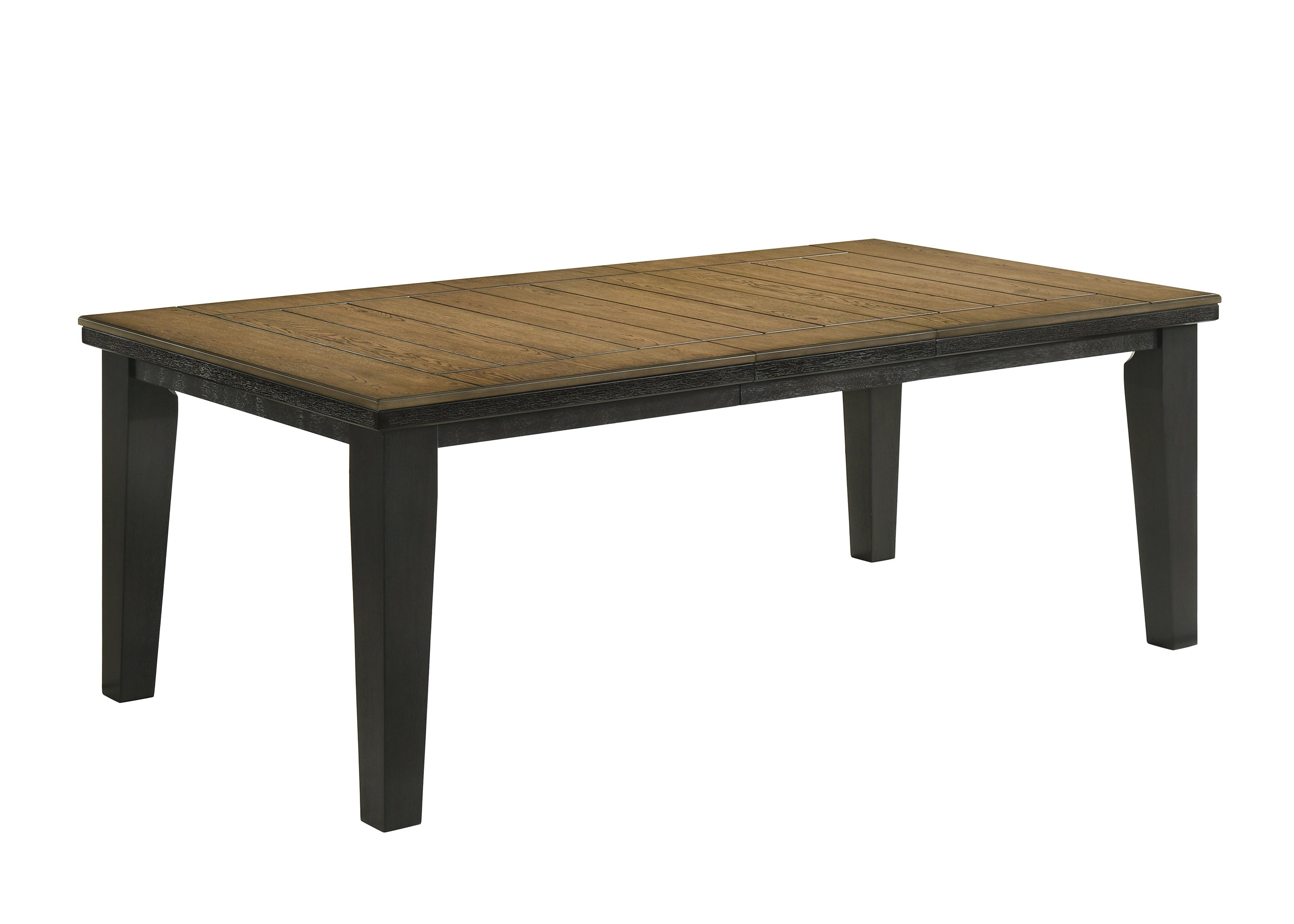 2152T-WC  6 pc bardstown wheat and charcoal wood finish dining table set with fabric chairs and bench