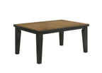 2152T-WC  6 pc bardstown wheat and charcoal wood finish dining table set with fabric chairs and bench