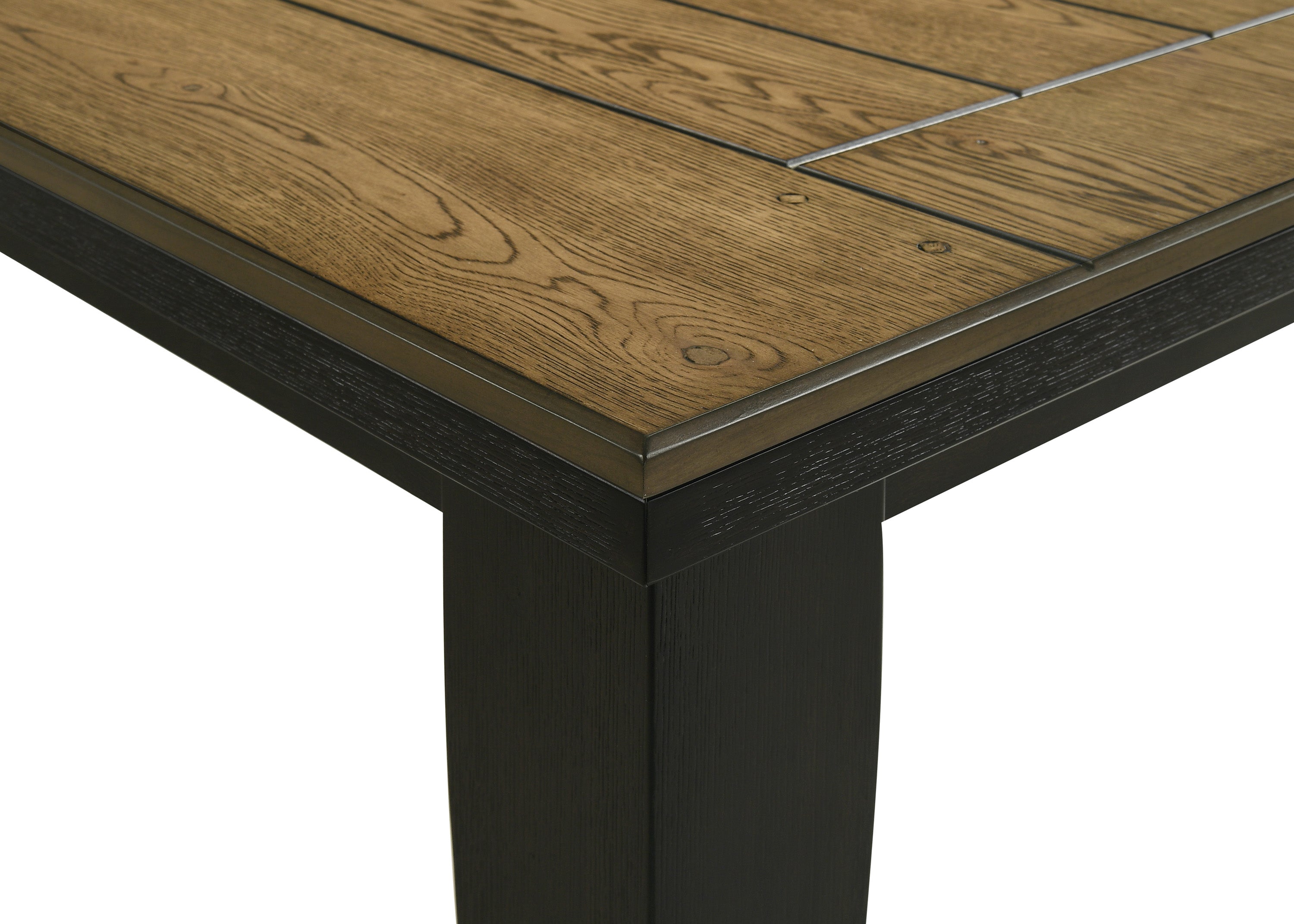 2152T-WC  6 pc bardstown wheat and charcoal wood finish dining table set with fabric chairs and bench