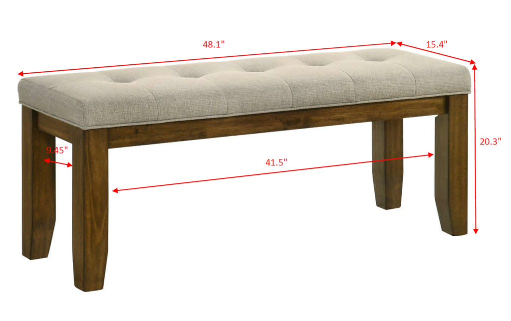 Hollister 6-Piece Brown Wood Dining Table Set with Bench – 2153-6PC