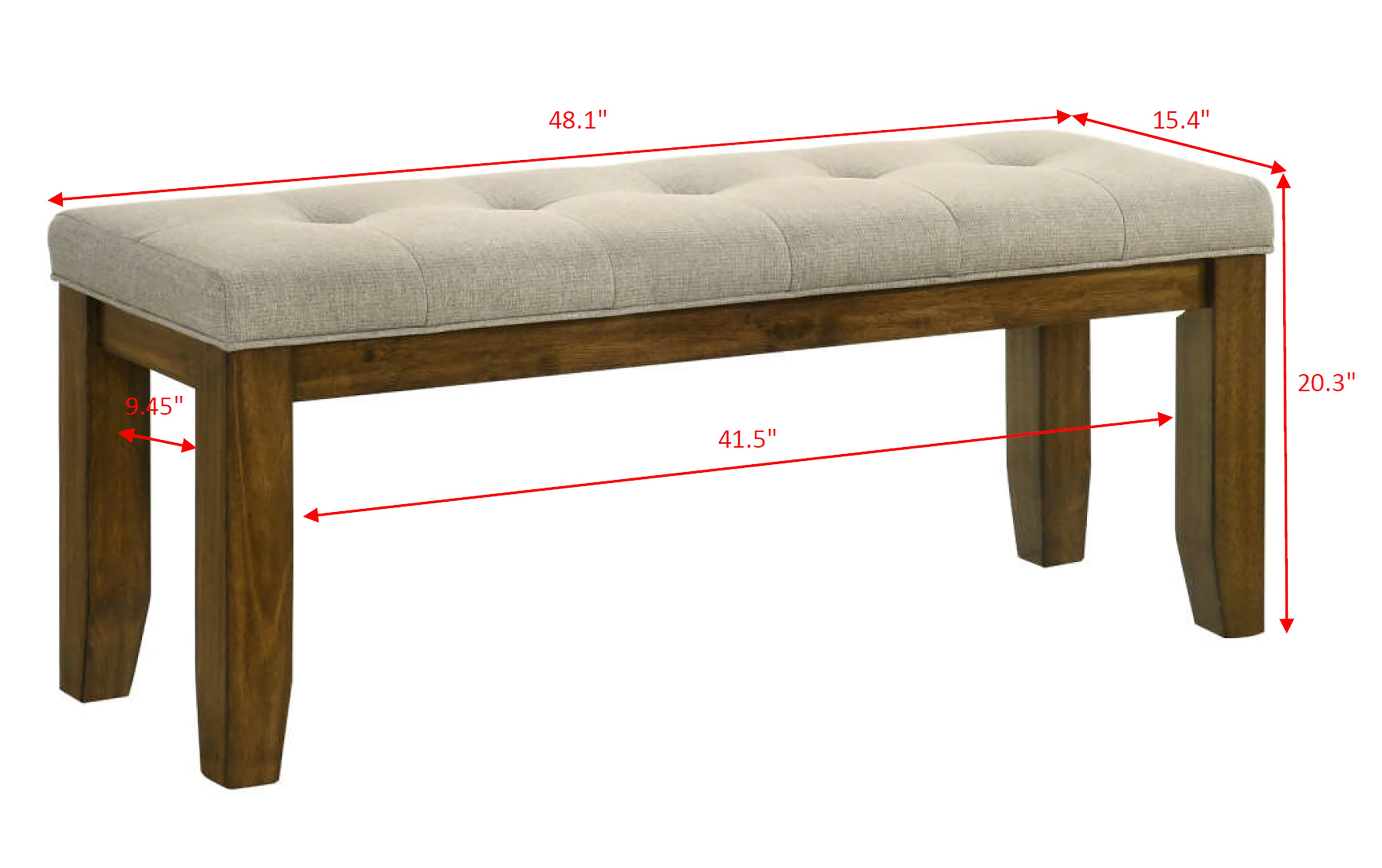 Hollister 6-Piece Brown Wood Dining Table Set with Bench – 2153-6PC
