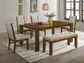 Hollister 6-Piece Brown Wood Dining Table Set with Bench – 2153-6PC