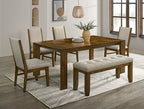 Hollister 6-Piece Brown Wood Dining Table Set with Bench – 2153-6PC