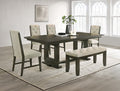 2154T-6PC 6 pc Herbert dark brown finish wood dining table set trestle base