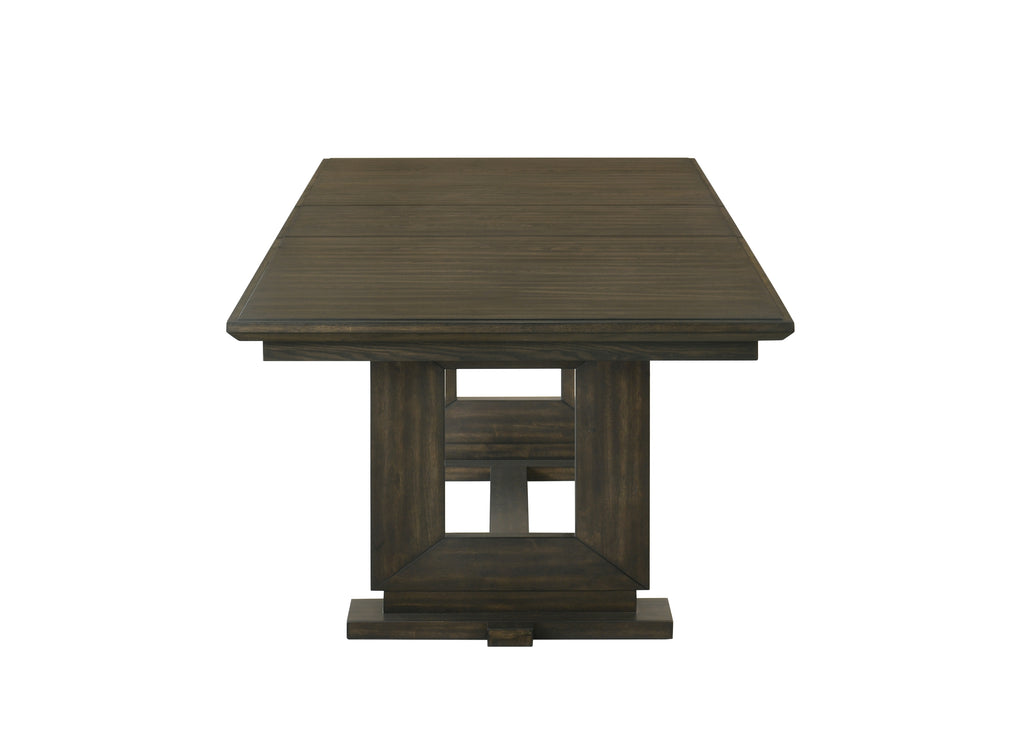 2154T-6PC 6 pc Herbert dark brown finish wood dining table set trestle base