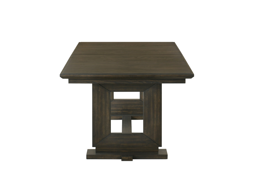 2154T-6PC 6 pc Herbert dark brown finish wood dining table set trestle base