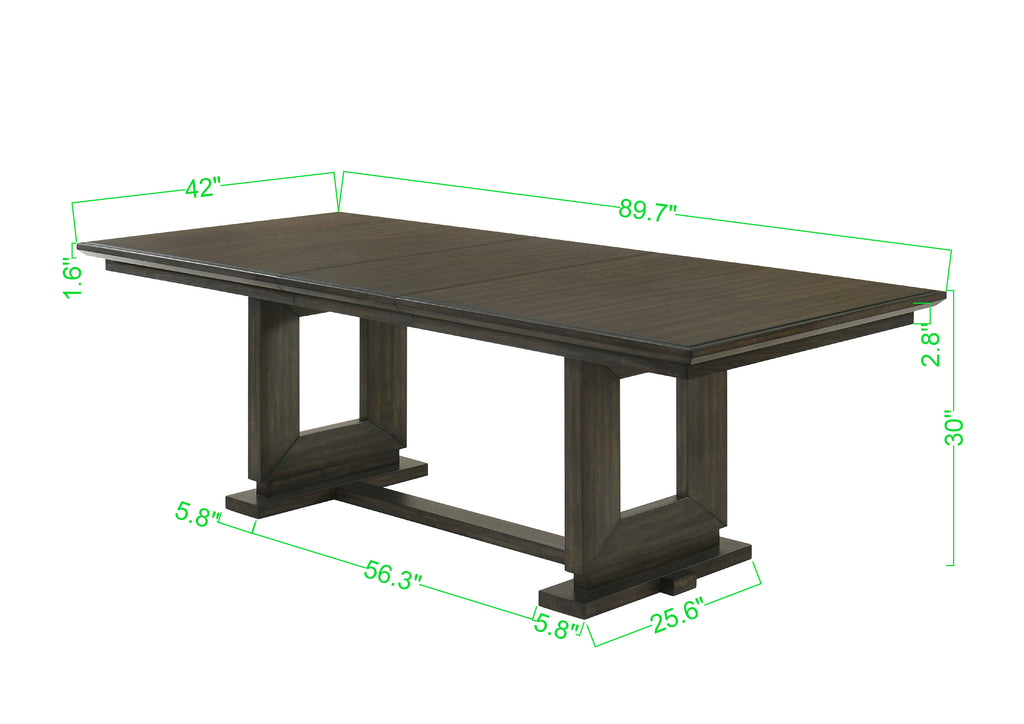 2154T-6PC 6 pc Herbert dark brown finish wood dining table set trestle base