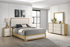 Coaster 215651Q-S4 4 pc Hyland natural / white finish wood mid-century modern queen bedroom set