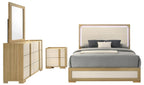 Coaster 215651Q-S4 4 pc Hyland natural / white finish wood mid-century modern queen bedroom set