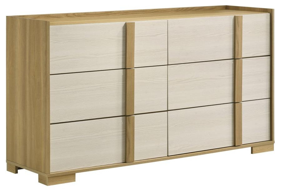 Coaster 215651Q-S4 4 pc Hyland natural / white finish wood mid-century modern queen bedroom set