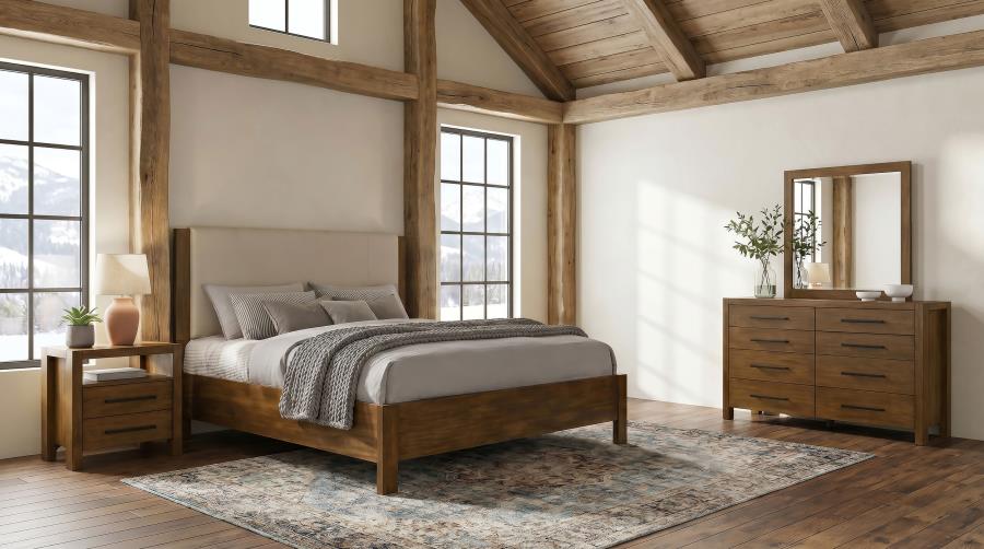 Coaster Adderly 4 pc Warm Golden Brown Wood Queen Bedroom Set – 215851Q-S4