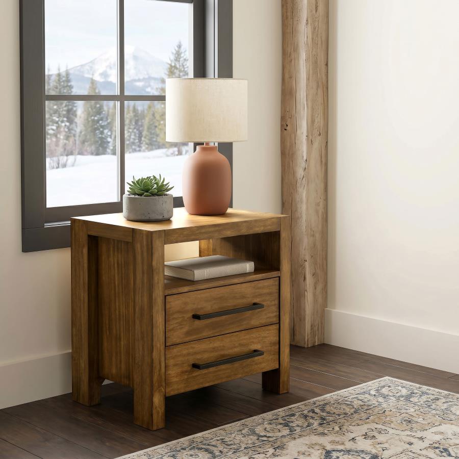 Adderley 2-Drawer Nightstand Bedside Table Warm Brown – 215852