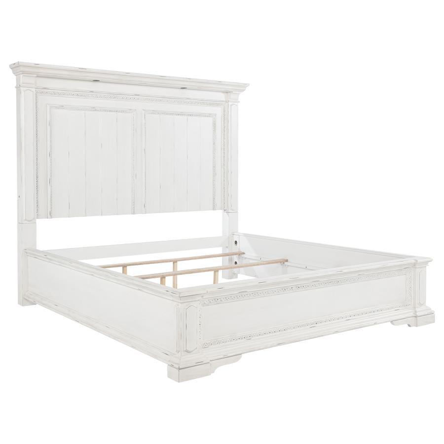 Coaster 215871Q-S4 4 pc Mckinney vintage distressed white finish wood and queen bed set