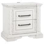 Coaster McKinney Vintage Distressed White 2-Drawer Nightstand with USB Ports – 215872