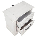 Coaster McKinney Vintage Distressed White 2-Drawer Nightstand with USB Ports – 215872