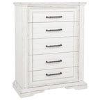 Coaster McKinney Vintage Distressed White 5-Drawer Tall Chest – 215875
