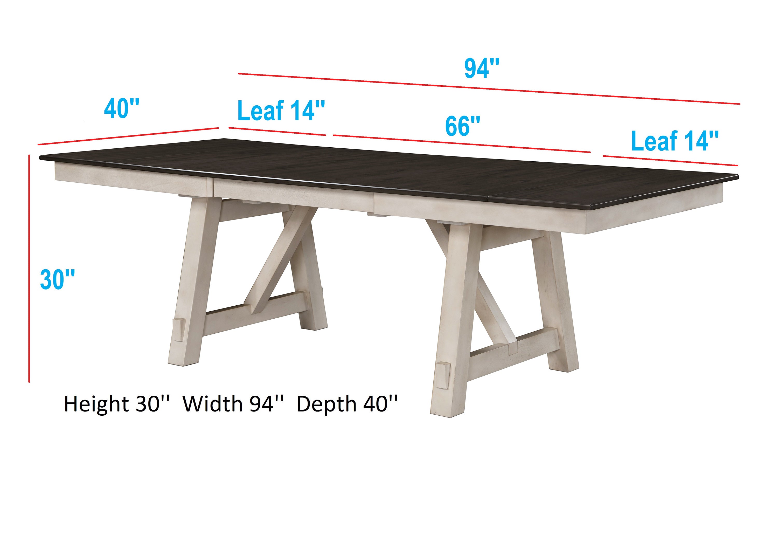 Maribelle 6-Piece Chalk Grey Two-Tone Wood Dining Table Set with Trestle Base – 2158CG-T-6PC