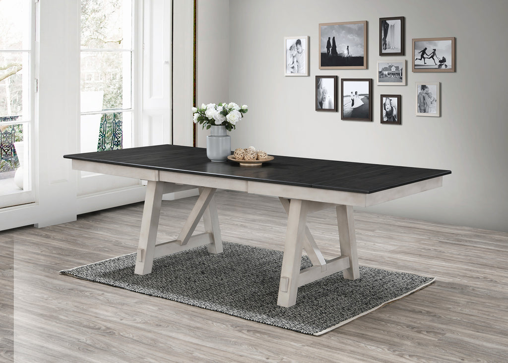 Maribelle 6-Piece Chalk Grey Two-Tone Wood Dining Table Set with Trestle Base – 2158CG-T-6PC