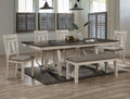 2158CG-T-6PC 6 pc Gracie oaks Maribelle chalk grey two tone finish wood dining table set with trestle base