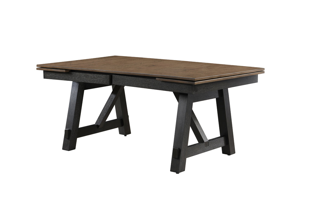 2158WC-T-6PC 6 pc Maribelle charcoal wheat two tone finish wood dining table set with trestle base