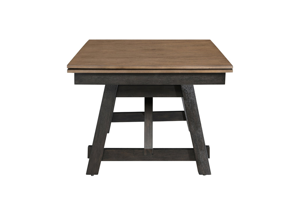 2158WC-T-6PC 6 pc Maribelle charcoal wheat two tone finish wood dining table set with trestle base