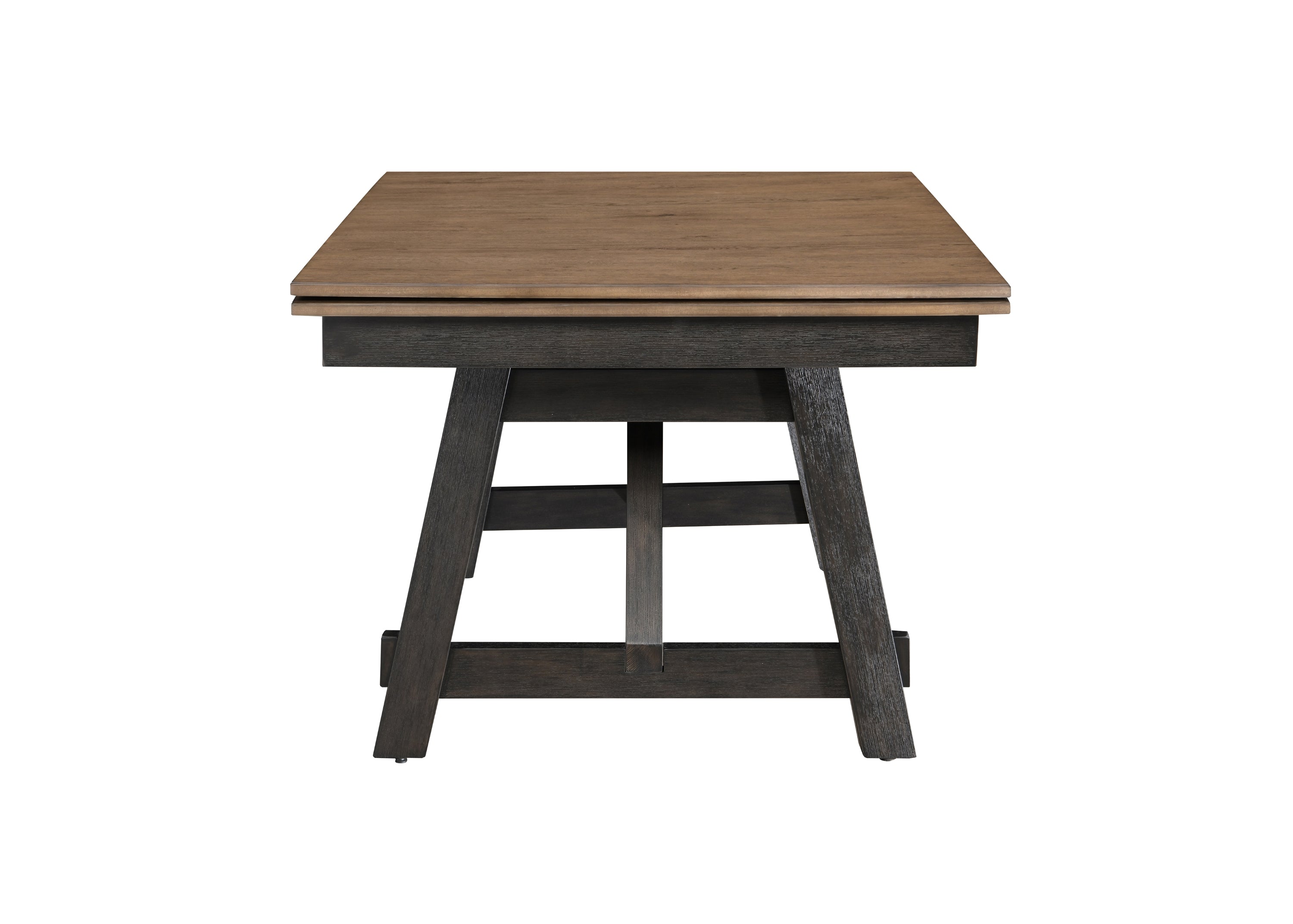 2158WC-T-6PC 6 pc Maribelle charcoal wheat two tone finish wood dining table set with trestle base
