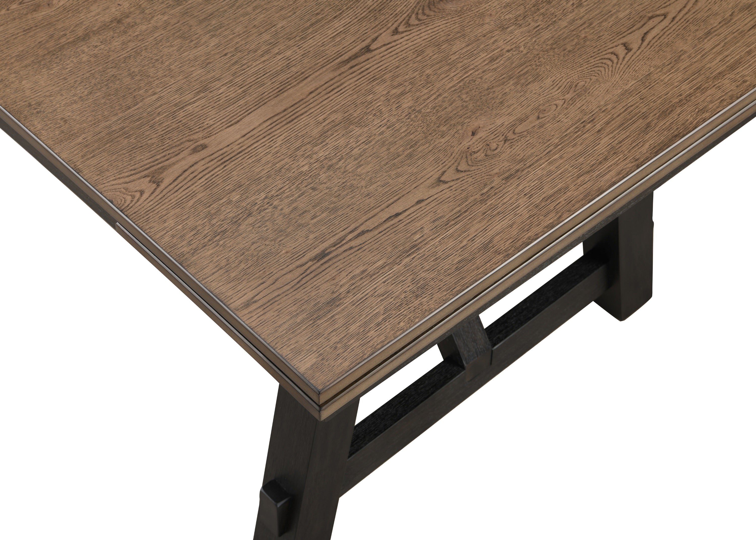 2158WC-T-6PC 6 pc Maribelle charcoal wheat two tone finish wood dining table set with trestle base