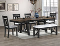 2158WC-T-6PC 6 pc Maribelle charcoal wheat two tone finish wood dining table set with trestle base